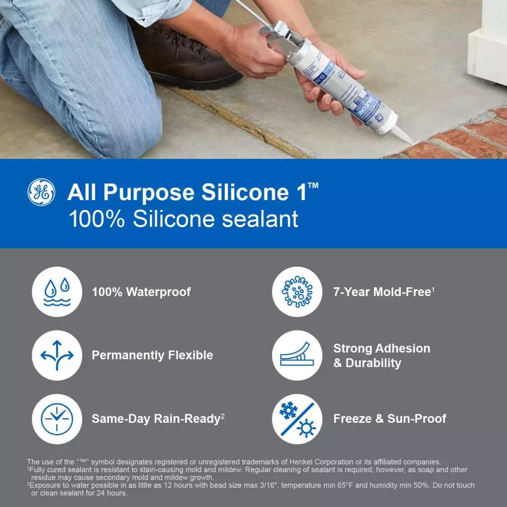 All Purpose Silicone 1® 密封剂,10 液体。盎司,白色