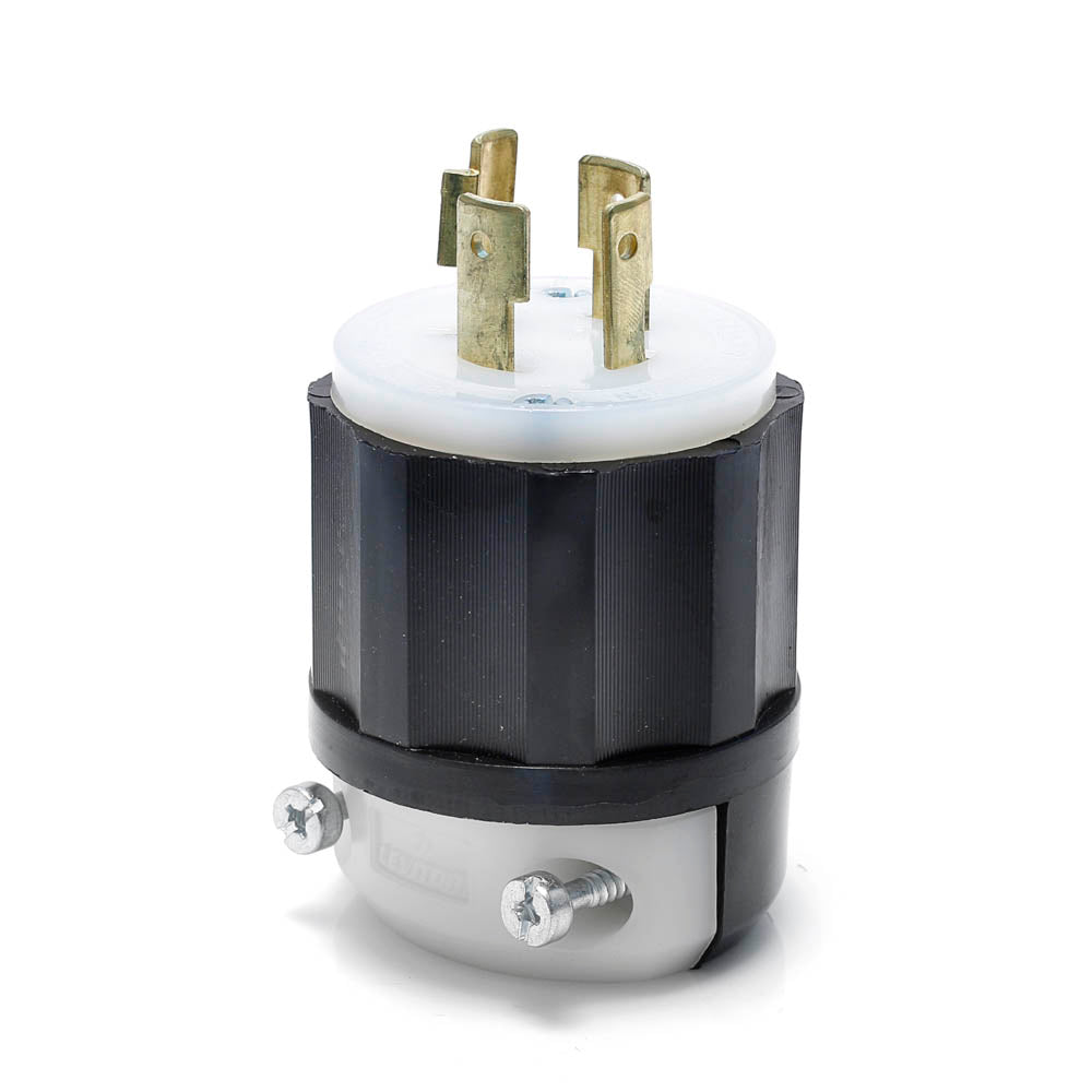 Locking Plug, 20 Amp, 125/250 Volt, Industrial Grade, Black & White