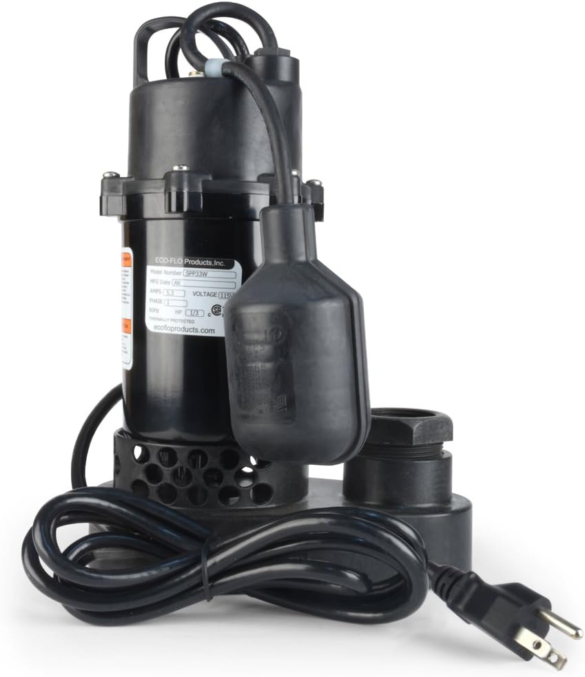 Sump Pump with Wide Angle Switch, 1/3 HP, 3,600 GPH
