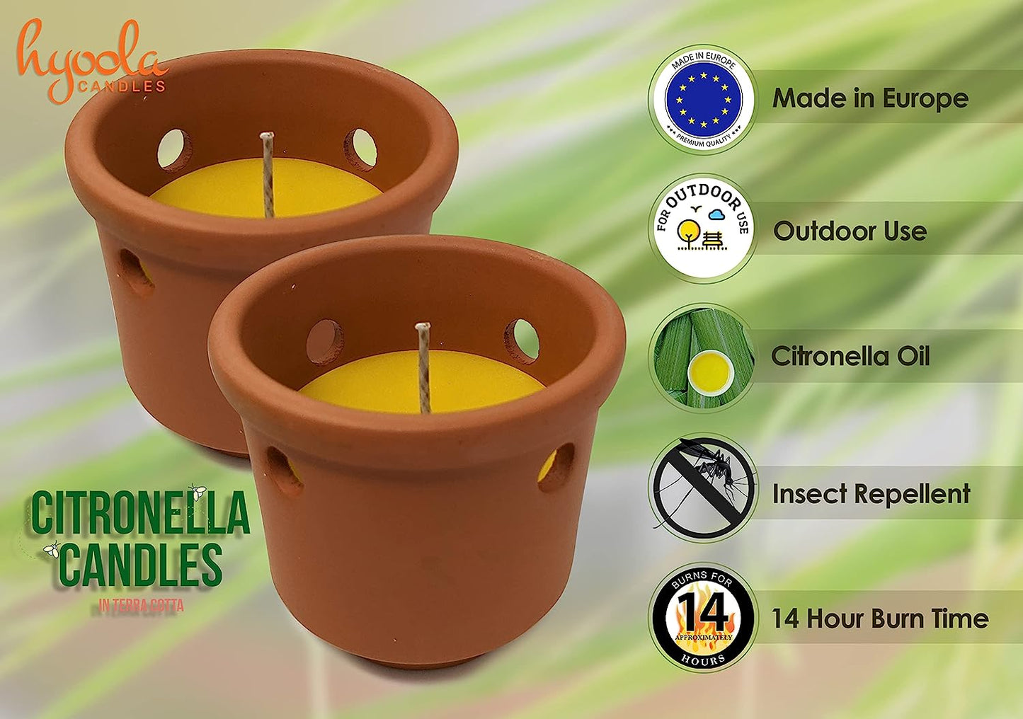 Citronella Candles in Terracotta Holder - 2pk