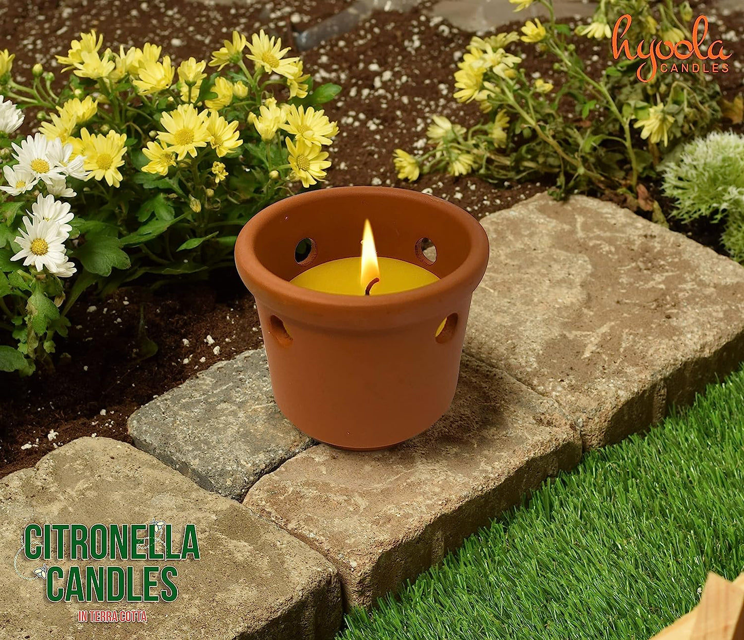 Citronella Candles in Terracotta Holder - 2pk