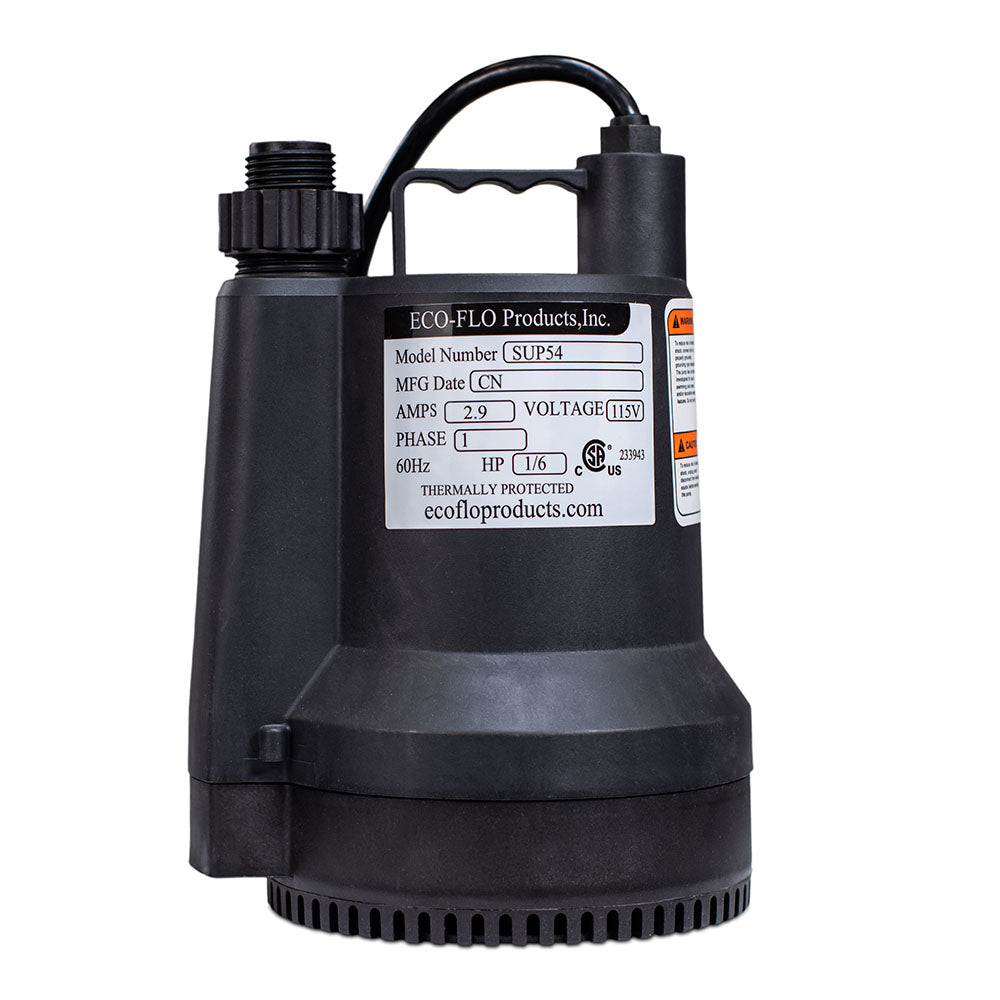 Submersible Utility Pump, 1/6 HP, 1,680 GPH