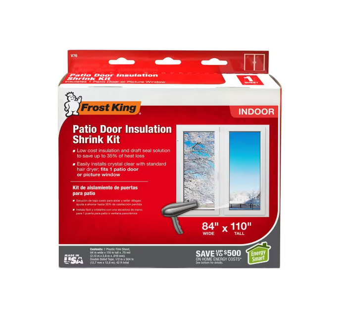 84 in. x 110 in. Patio Door Insulation Shrink Kit - 1 Sheet