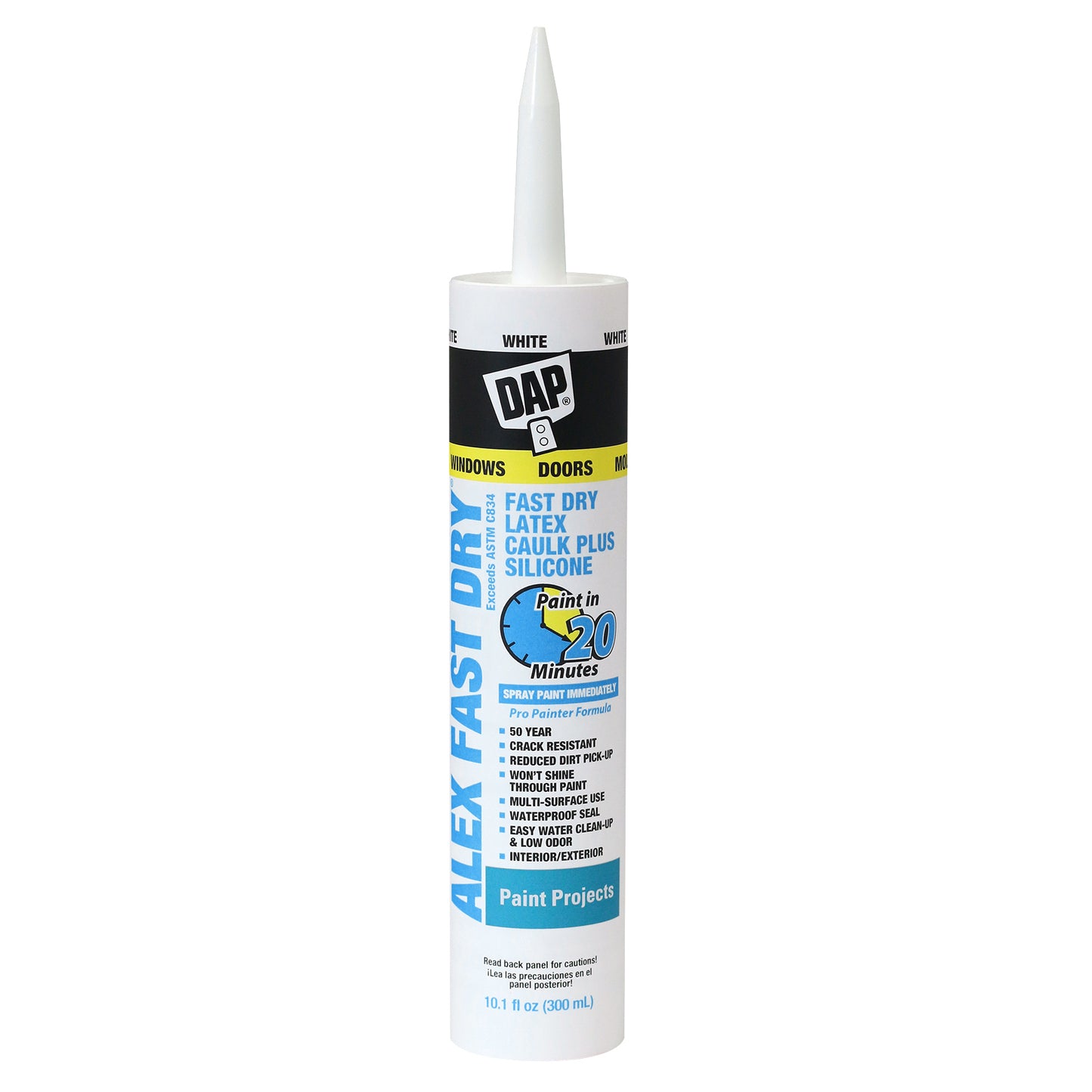 ALEX FAST DRY® Acrylic Latex Caulk Plus Silicone, 10.1 Fl. Oz., White