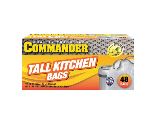 Tall Kitchen Trash Bags, Lemon Scented, 13 Gal. 0.9 Mil - 48pk