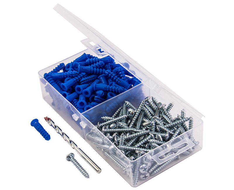 200 pc. 10-12 Ribbed Anchors with Masonry Drill Bit