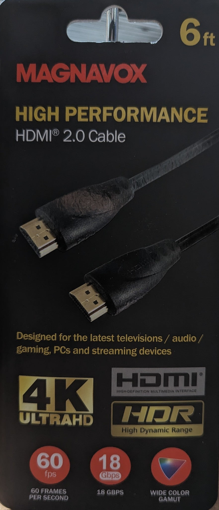 高性能 HDMI 2.0 电缆,6 英尺