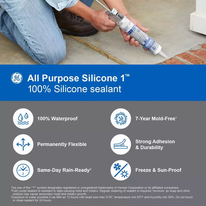 All Purpose Silicone 1® Sealant, 10 Fl. Oz., White