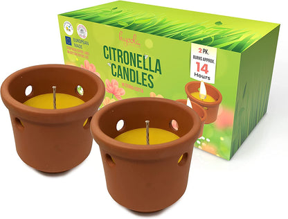 Citronella Candles in Terracotta Holder - 2pk