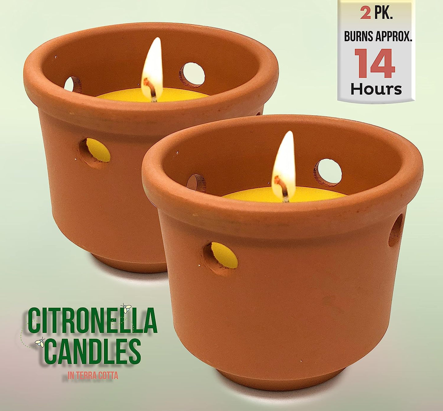 Citronella Candles in Terracotta Holder - 2pk