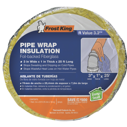 3 in. x 25 ft. Foil Backed Fiberglass Pipe Wrap