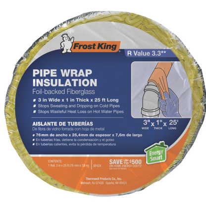 3 in. x 25 ft. Foil Backed Fiberglass Pipe Wrap