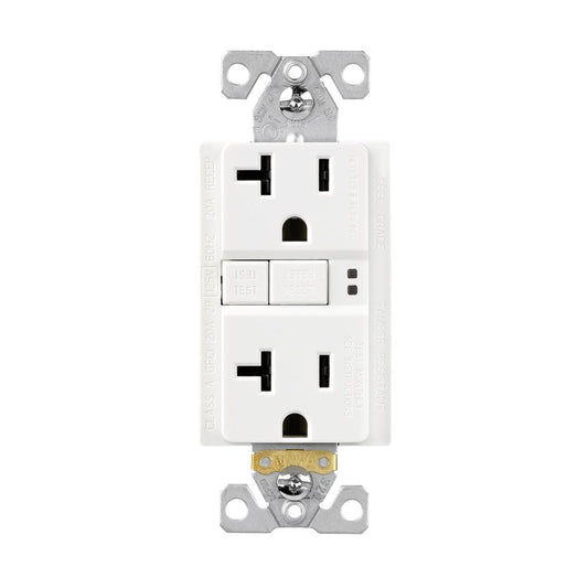 20-Amp 125-Vac Tamper-Resistant GFCI Duplex Receptacle, Self-Test