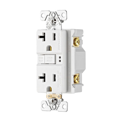 20-Amp 125-Vac Tamper-Resistant GFCI Duplex Receptacle, Self-Test