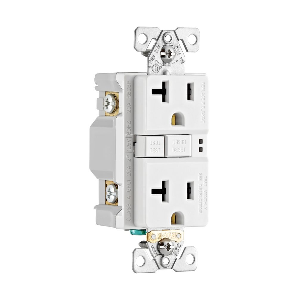 20-Amp 125-Vac Tamper-Resistant GFCI Duplex Receptacle, Self-Test