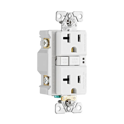 20-Amp 125-Vac Tamper-Resistant GFCI Duplex Receptacle, Self-Test