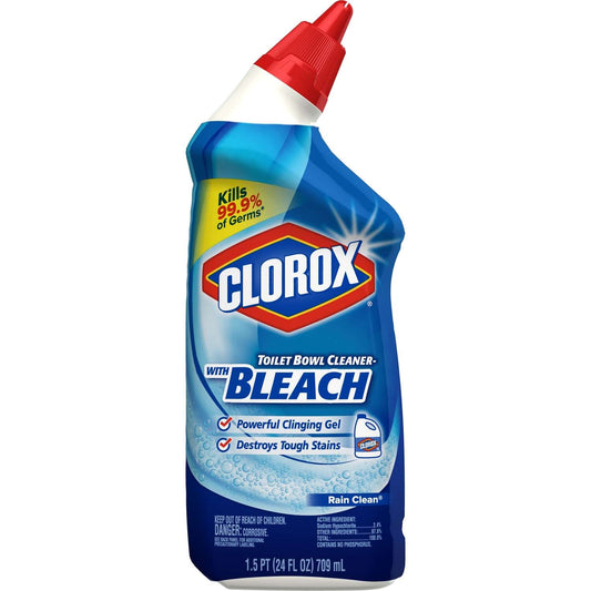 Toilet Bowl Cleaner with Bleach, Rain Clean Scented, 24 Oz.