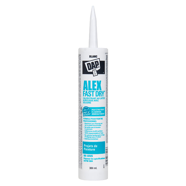 Masilla de látex acrílico ALEX FAST DRY® con silicona, 10.1 fl. Onza, Blanco