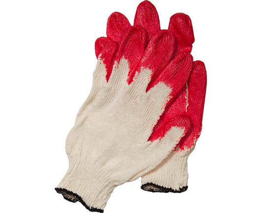 Cotton Gloves With Plastic Dipped Palm - 10 pk